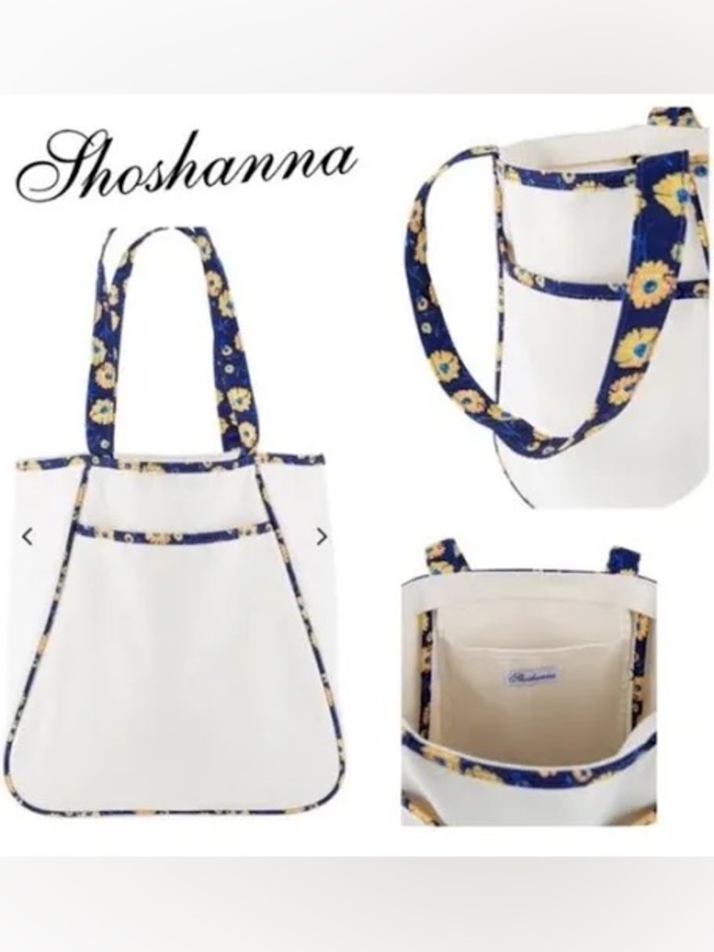 Shoshanna Daisy Daydream Canvas Tote Bag Beach Floral NEW
